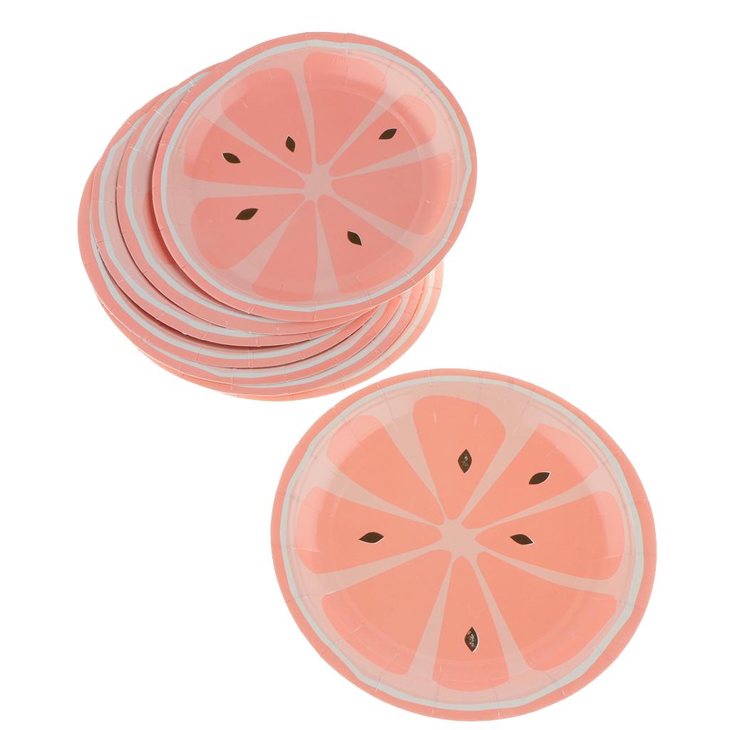 8 Pieces Gilding Fruit Lemon Paper Plates Disposable Party Cake Tray