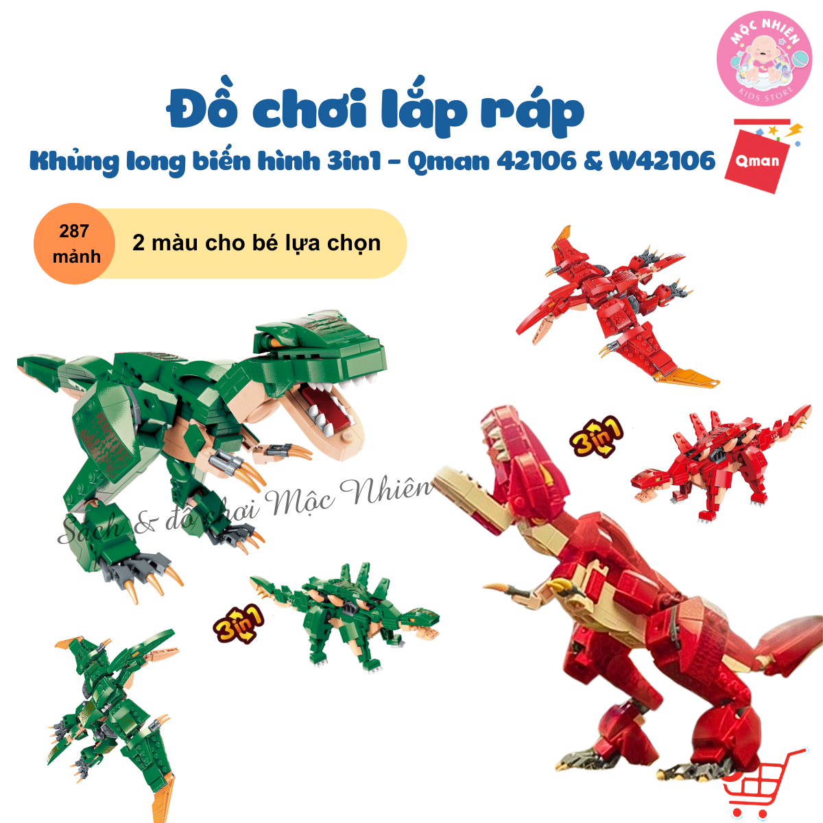 Đồ Chơi Lắp Ráp Khủng Long Qman 42106 Khủng Long Biến Đổi Dành Cho Bé Trai Trên 6 Tuổi