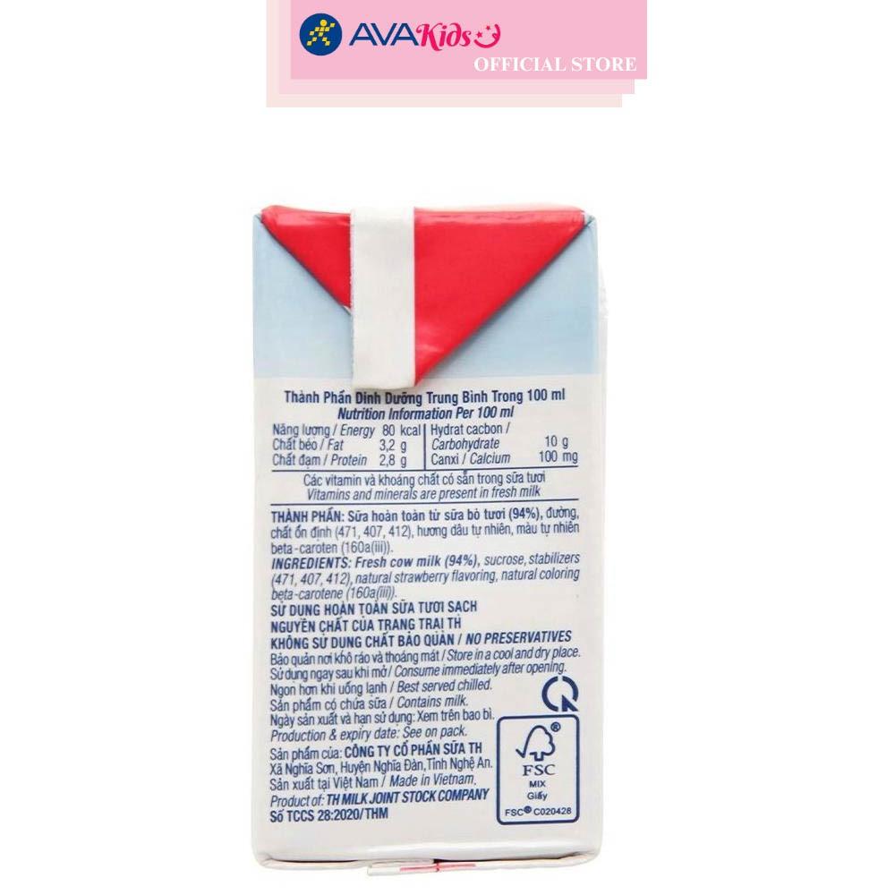 Lốc 4 hộp sữa tươi tiệt trùng TH true MILK có đường hương dâu 110 ml (từ 1 tuổi)
