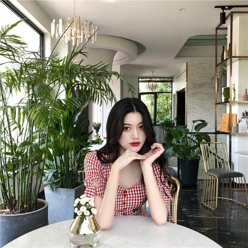 CHENGRUI Trang phục mùa hè 2021 Pháp Vintage ngọt ngào mối tình đầu siêu cổ tích Plattern váy sen phong cách phương Tây thắt lưng váy