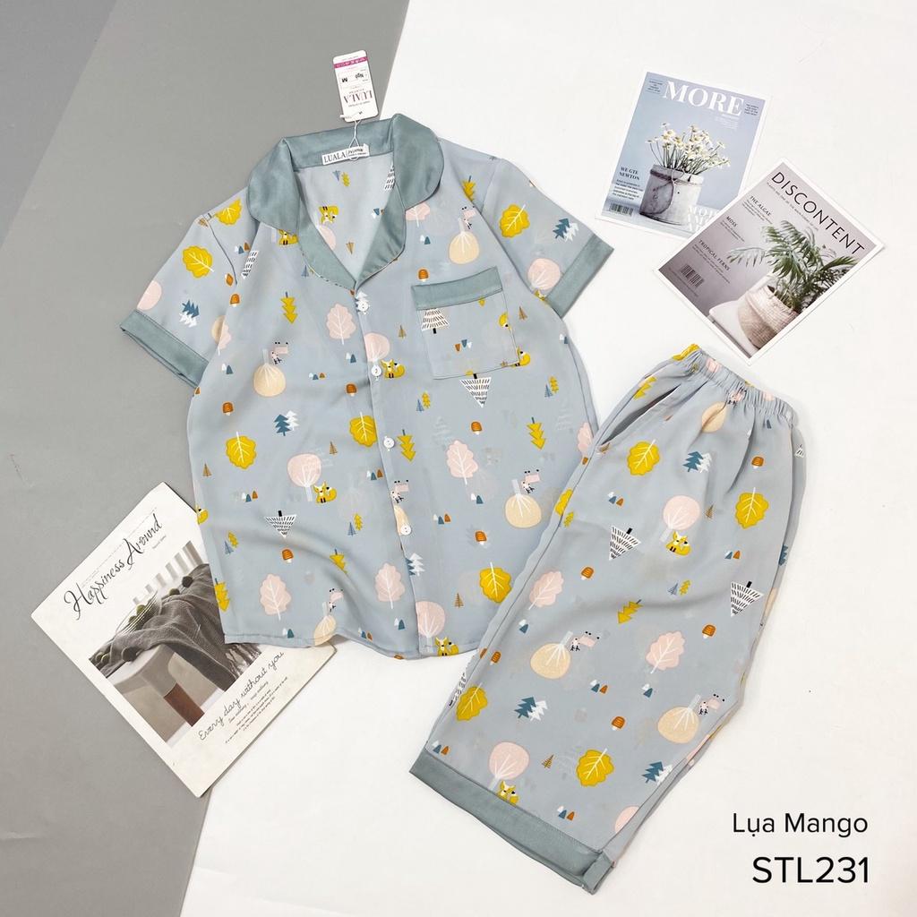 Đồ Ngủ Pijama Lụa Mango Tay Ngắn, Quần Lửng Siêu Xinh,Lửng Mềm Mịn, Độc Lạ Khó Tìm, Sanh Chảnh Hàn Quốc