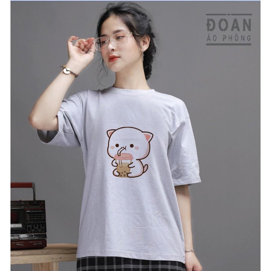 Áo Đôi Tay Cộc Cute màu vàng trắng xám (Giá 1 Áo)