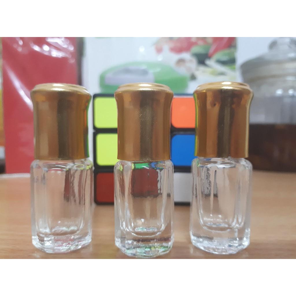 Lọ chiết nước hoa/tinh dầu bi lăn 3ml/12ml thủy tinh lục lăng
