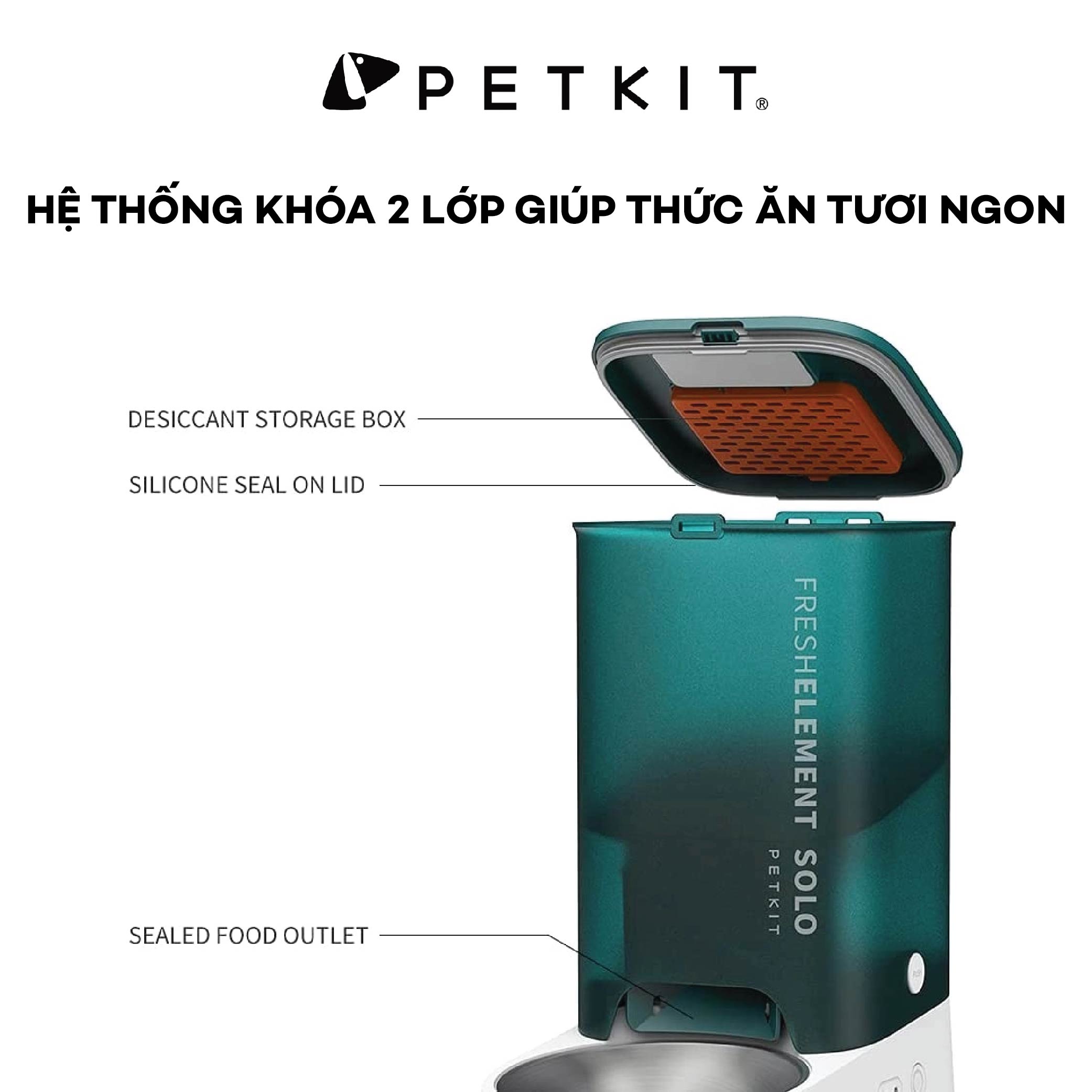 Máy Cho Ăn Tự Động, Máy Nhả Hạt Cho Mèo PETKIT FRESH ELEMENT SOLO - Máy cho ăn thông minh Petkit Solo