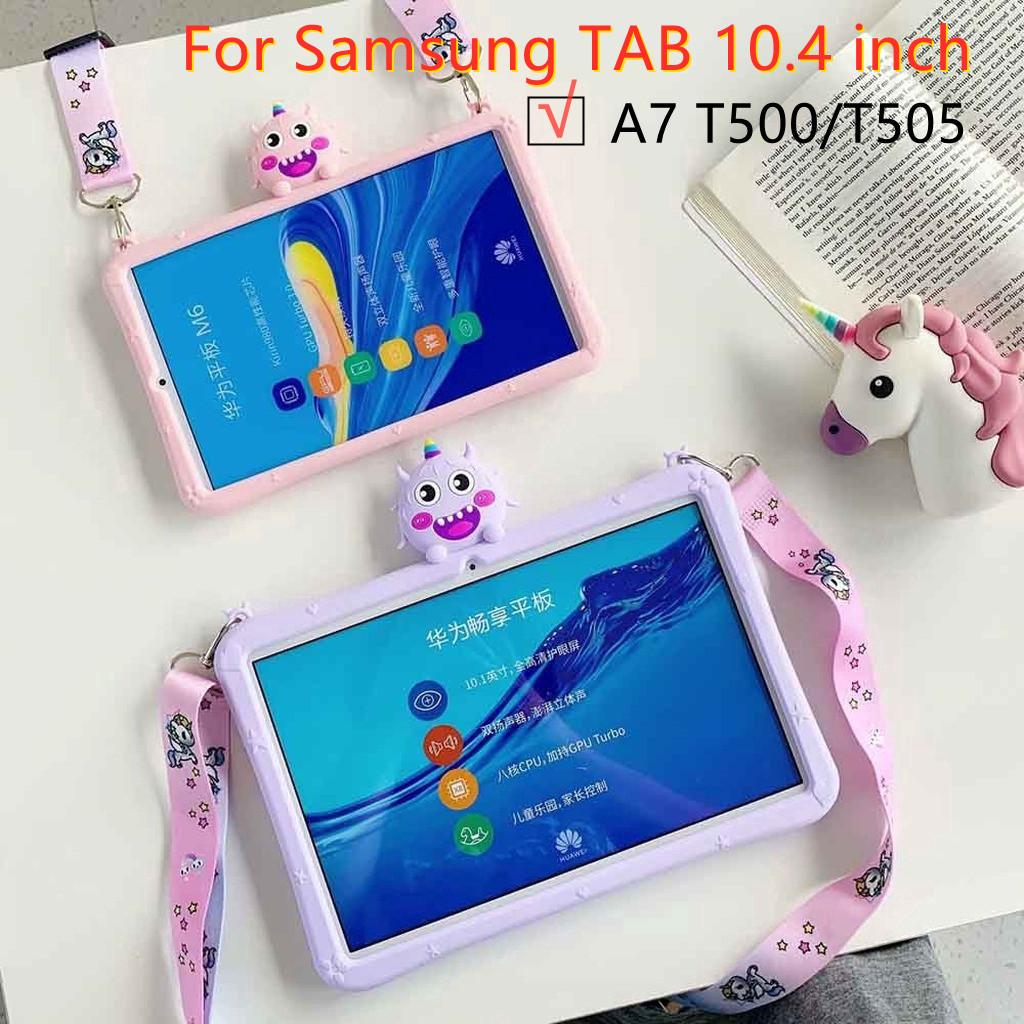 Ốp Lưng Silicone Mềm Chống Sốc In Hình Quái Vật Với Dây Đeo Cho Samsung Tab A7 10.4 Inch T500 / T505 / T507 2020
