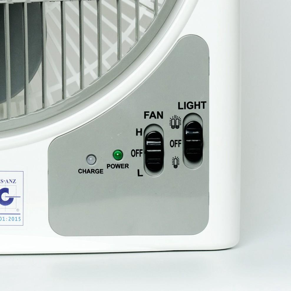 Quạt sạc tích điện dạng hộp AC&amp;DC Honjianda FL223/FL213 1-2 bình - có đèn LED &amp; USB