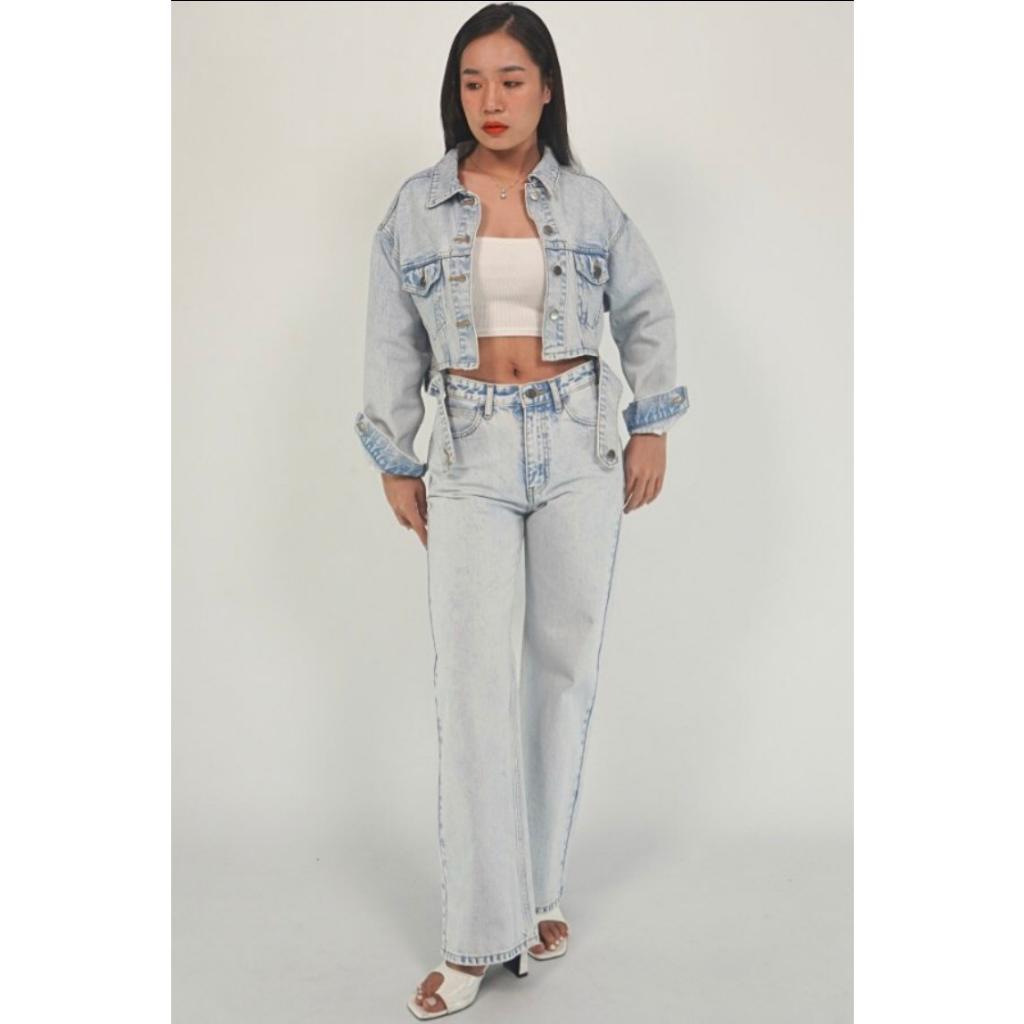 Áo khoác nữ A5 + quần bò cá tính , dáng đứng, chất liệu cotton 100% chĩnh hãng thương hiệu Samma Jeans