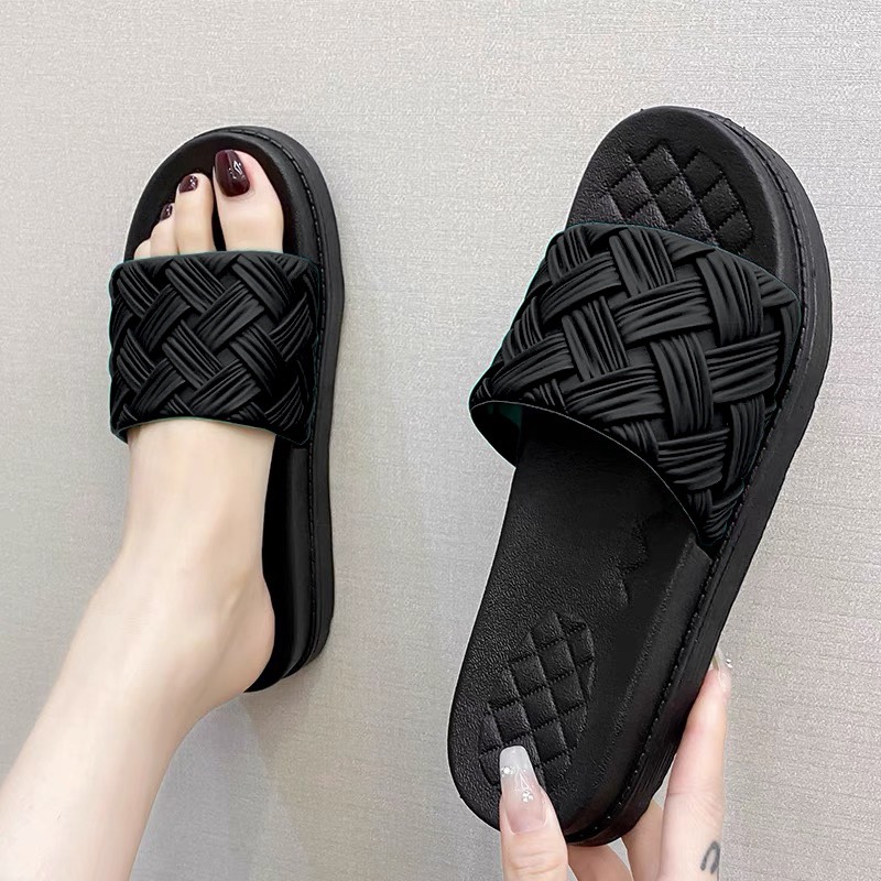 Dép nhựa nữ quai ngang đế cao 3cm đúc nguyên khối cao su êm chân siêu bền iDÉP DL150 (Đen, Xanh, Trắng)
