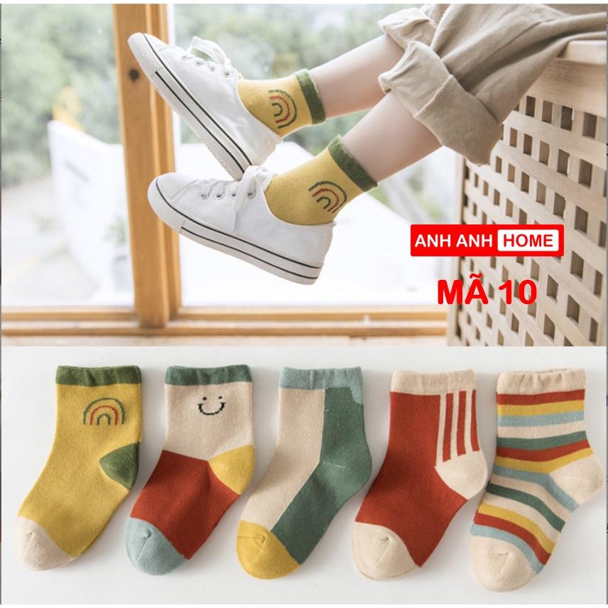 Set 5 đôi Tất Cho Bé - Tất Trẻ Em Chất Cotton Hàng Xuất Khẩu- Anhanhkids, Anhanhhome - Mã 02