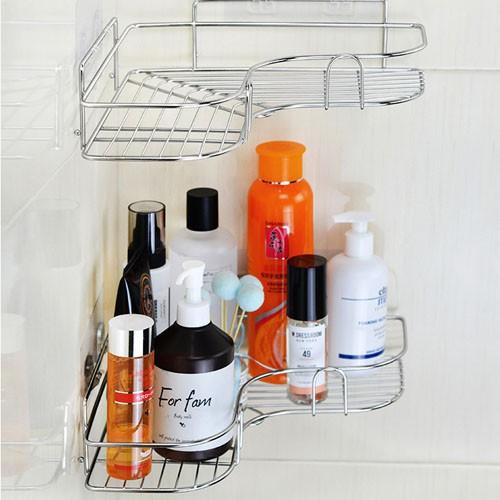 Kệ góc inox 304 dán tường gắn tường có miếng dán chắc chắn Kệ góc inox sáng bóng