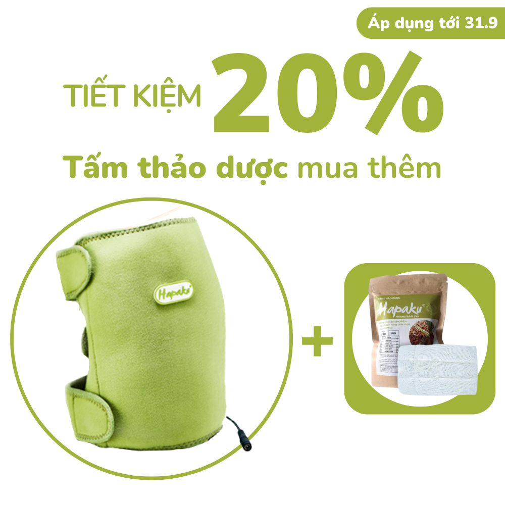 Bộ Đai Chườm Nóng Thảo Dược Giảm Đau Đầu Gối Dùng Điện - Hapaku - Bộ Đai 1 Tấm Thảo Dược