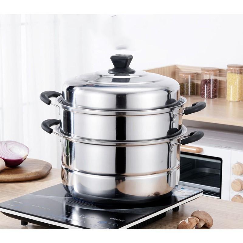 Nồi Hấp 3 Tầng Inox Size 27cm TIỆN ÍCH( Sãn hàng)