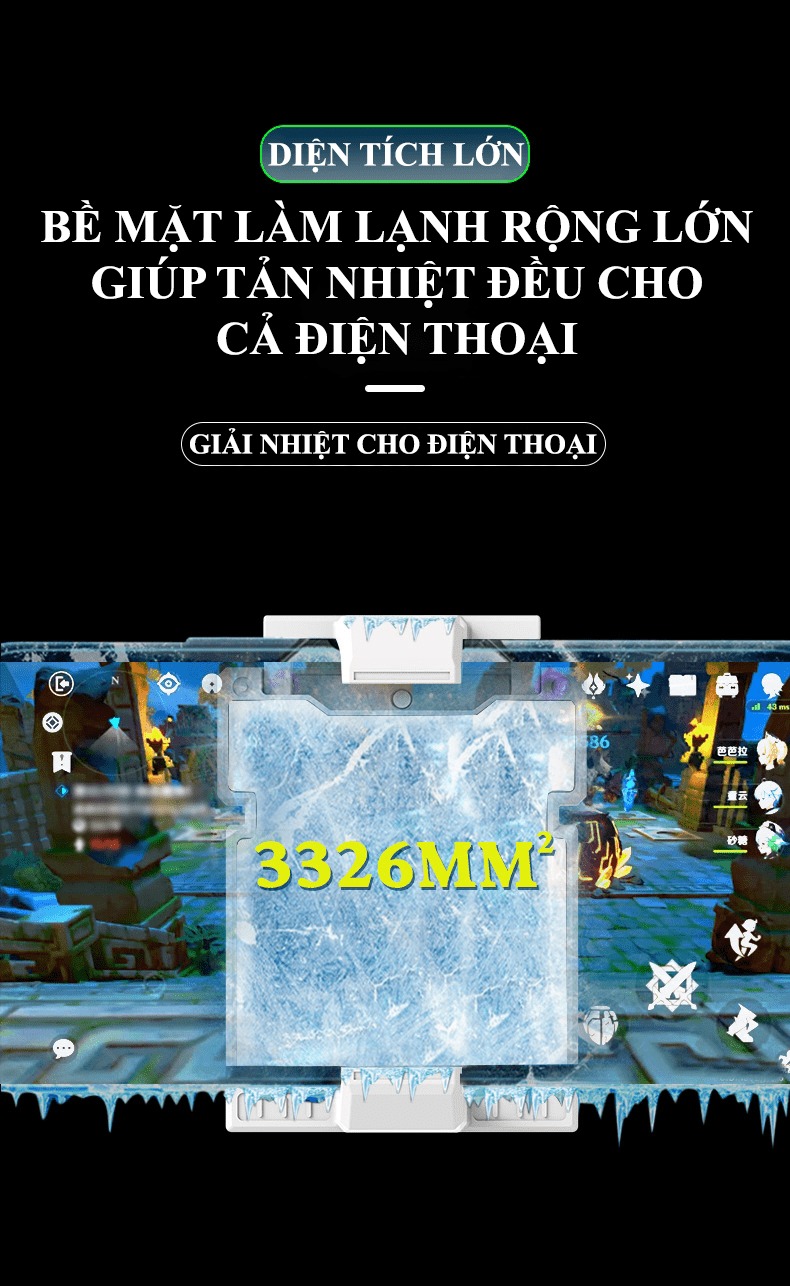 Quạt tản nhiệt điện thoại S5 có trang bị sò lạnh làm mát cực nhanh kèm theo đèn led RGB tự đổi màu - VL