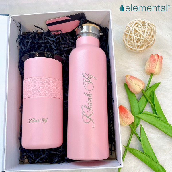 Set hộp quà tặng Sinh nhật, set Yêu Thương, bình giữ nhiệt và ly giữ nhiệt Elemental