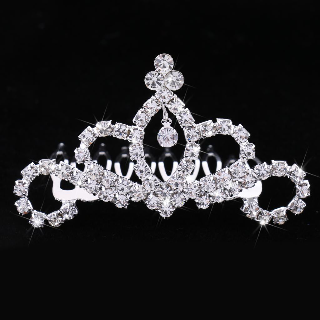Princess Crown Tiara Crystal Hair Comb Wedding Bride Girls Hair Accessory #1