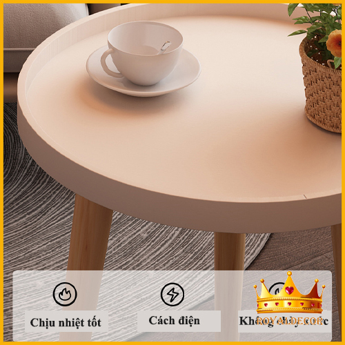 Bàn trà sofa tròn, Bàn tròn cafe, Decor chân gỗ sồi tự nhiên, Bàn Trà nhỏ gấp gọn