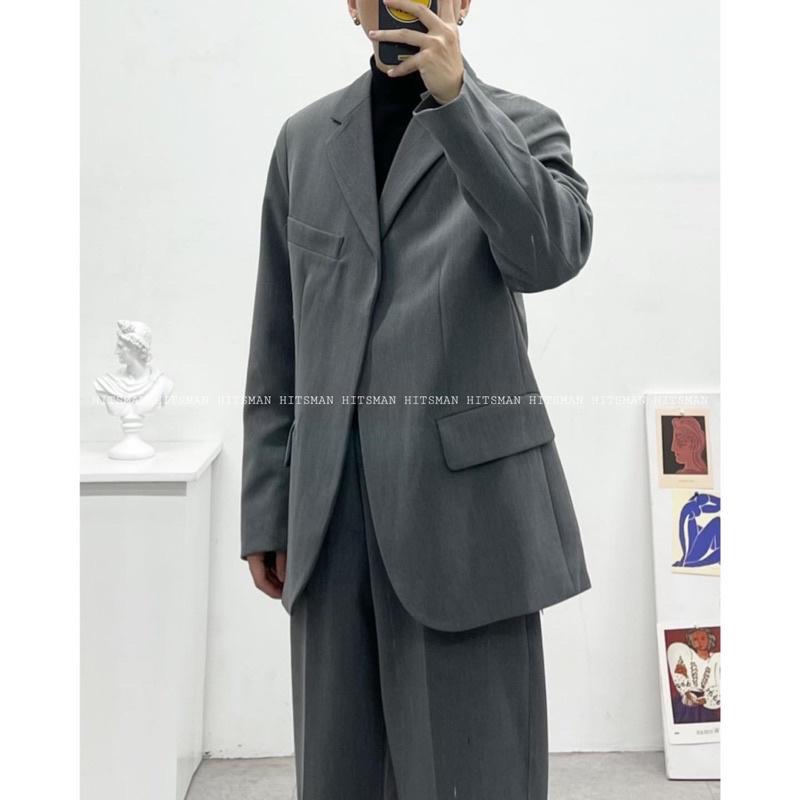 Set blazer xám đậm HitsMan 46675