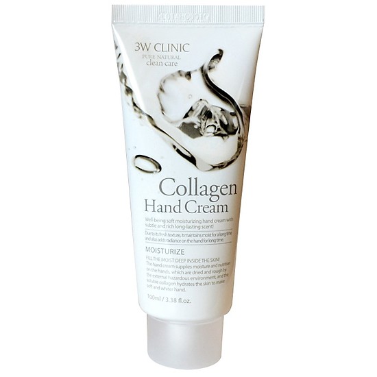 Kem dưỡng da tay Collagen Hàn Quốc cao cấp 3W Clinic Collagen Hand Cream (100ml) – Tặng 1 mặt nạ Jant Blanc