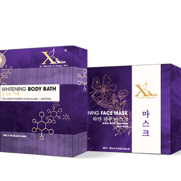 Combo Tắm Trắng Makeup Xskin Trắng Da Toàn Diện Chuyên Sâu Gồm Whitening Face Mask Và Whitening Body Bath + Tặng Vòng Tay Tỳ Hưu May Mắn