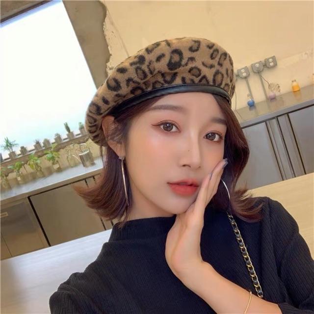 Mũ beret hoạ tiết da beo phong cách hàn quốc - Khăn turban
