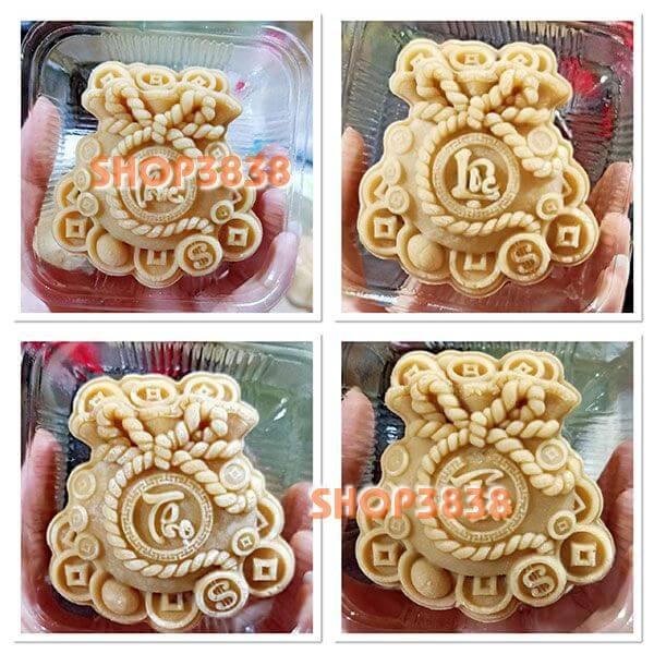 Bộ Khuôn Nén Lò Xo Trung Thu 150-180Gr Túi Vàng 4 Mặt Phúc Lộc Thọ Tài