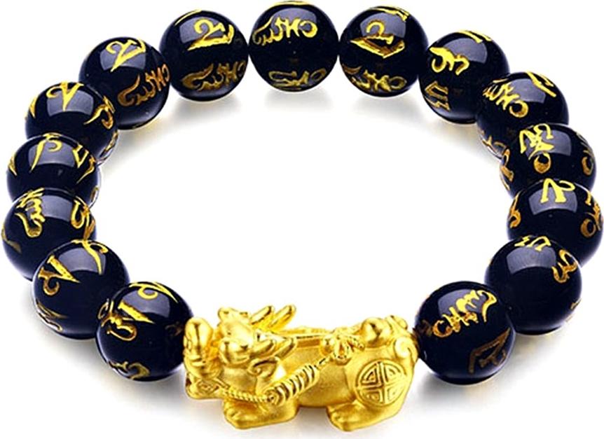 Gembank Lắc mạng thủy opal đen tỳ hưu bạc ma vàng 24K