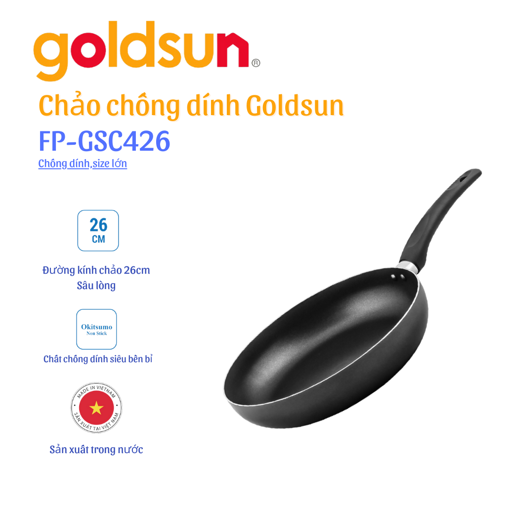 Chảo Chống Dính Goldsun FP-GSC426 (26cm) - Chính Hãng