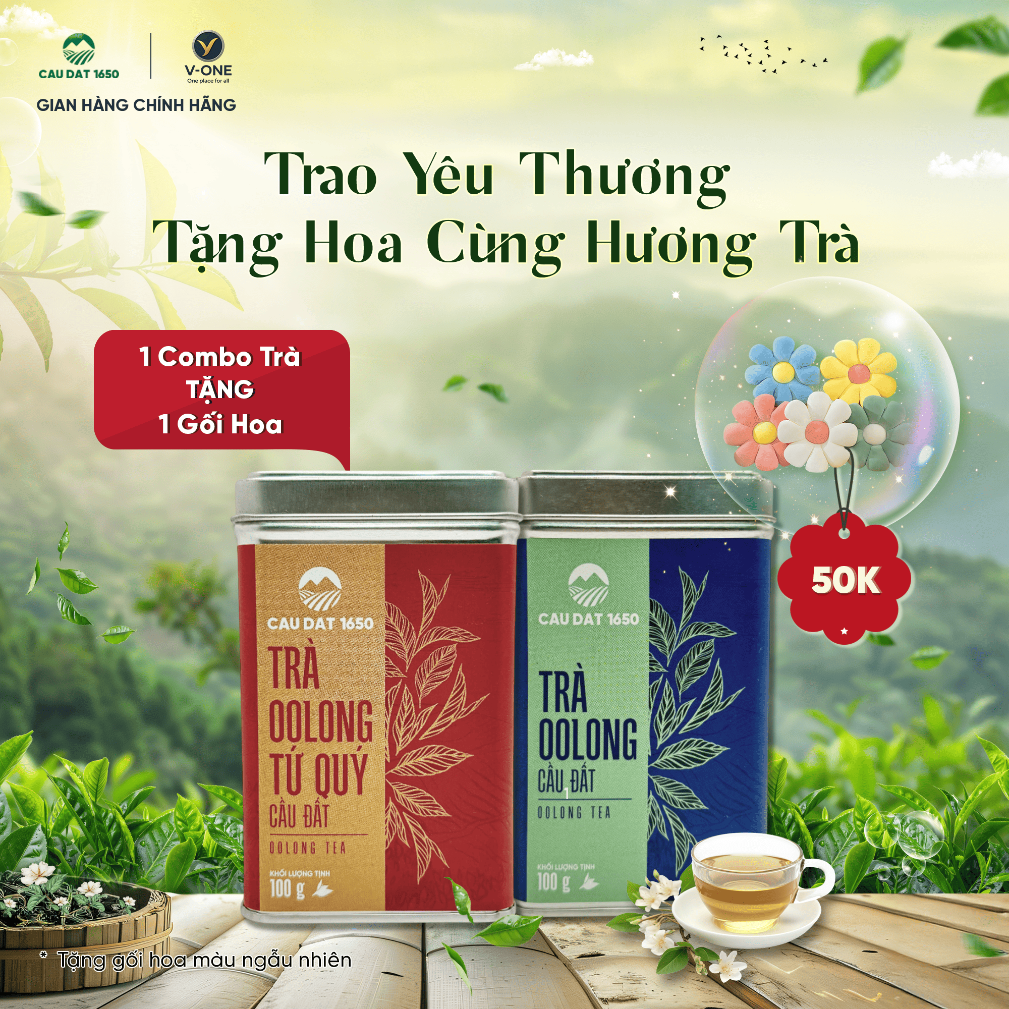 COMBO HỘP TRÀ OOLONG 200GR + HỘP TRÀ OOLONG TỨ QUÝ 200GR I Quà tặng gối bông