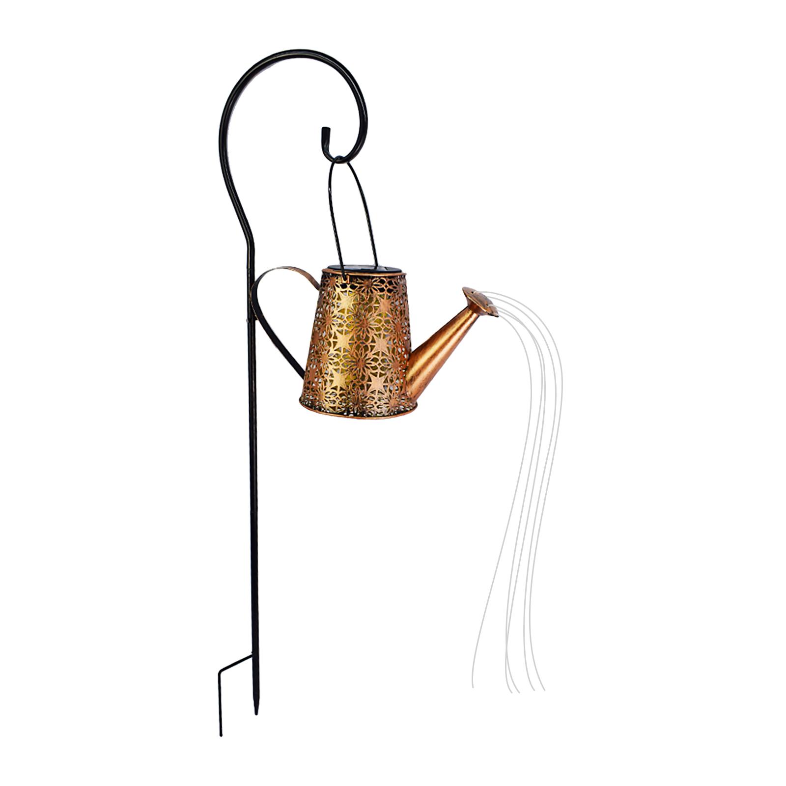 Metal Solar Stakes Lights LED Hollow Solar Landscape Lights Waterproof Outdoor Retro Kettle Lantern Stake Light