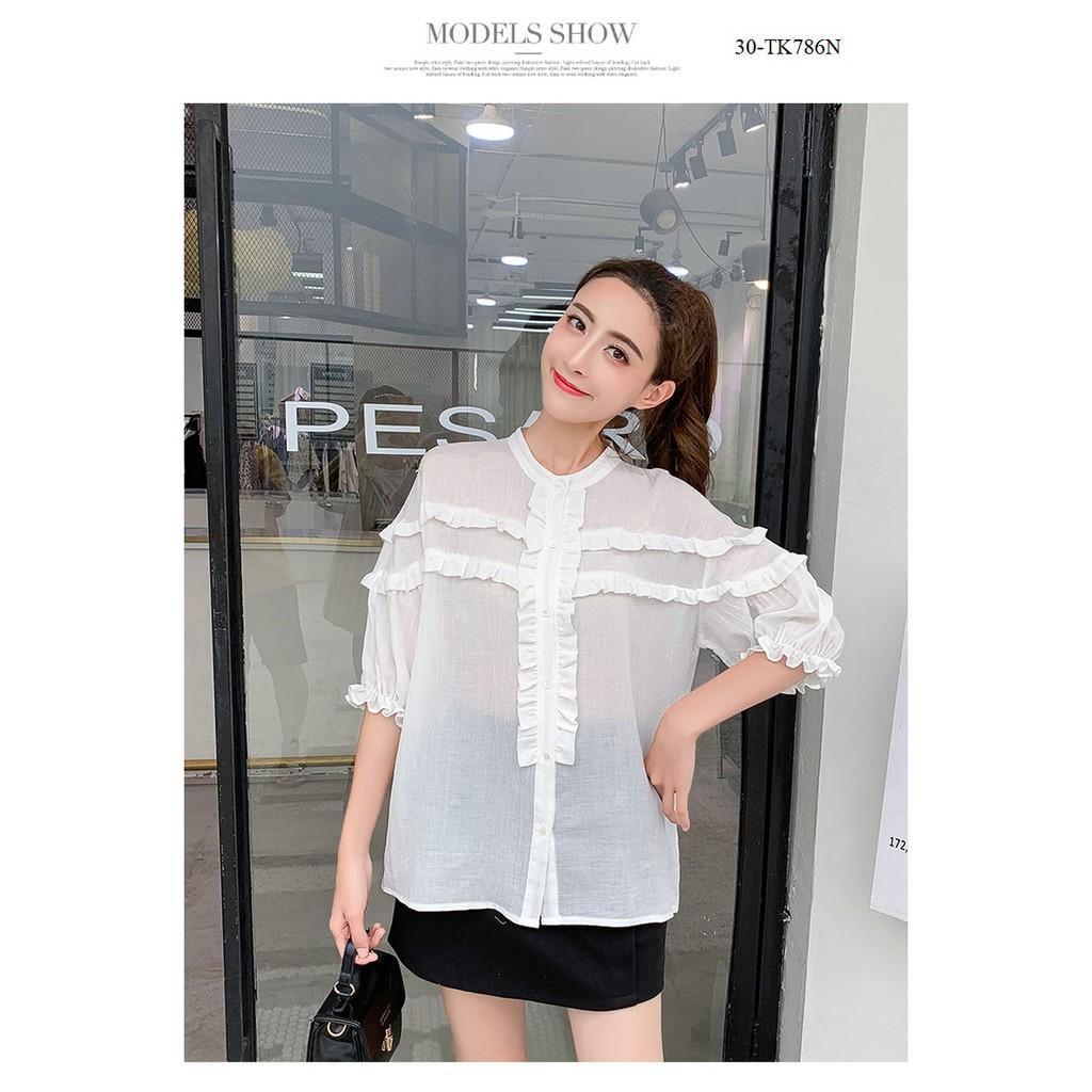 TK745-ÁO SƠ MI VIỀN BÈO TAY LỠ S-6XL