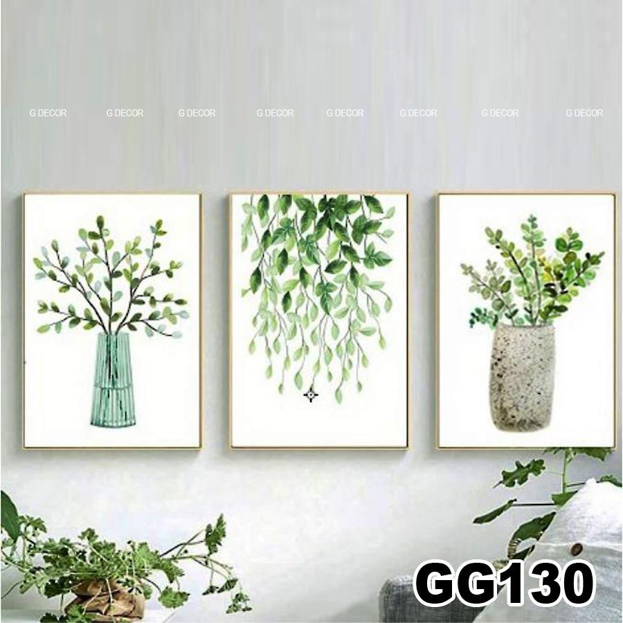 Tranh treo tường canvas 3 bức phong cách hiện đại Bắc Âu 128, tranh decor trang trí phòng khách, phòng ngủ, phòng ăn