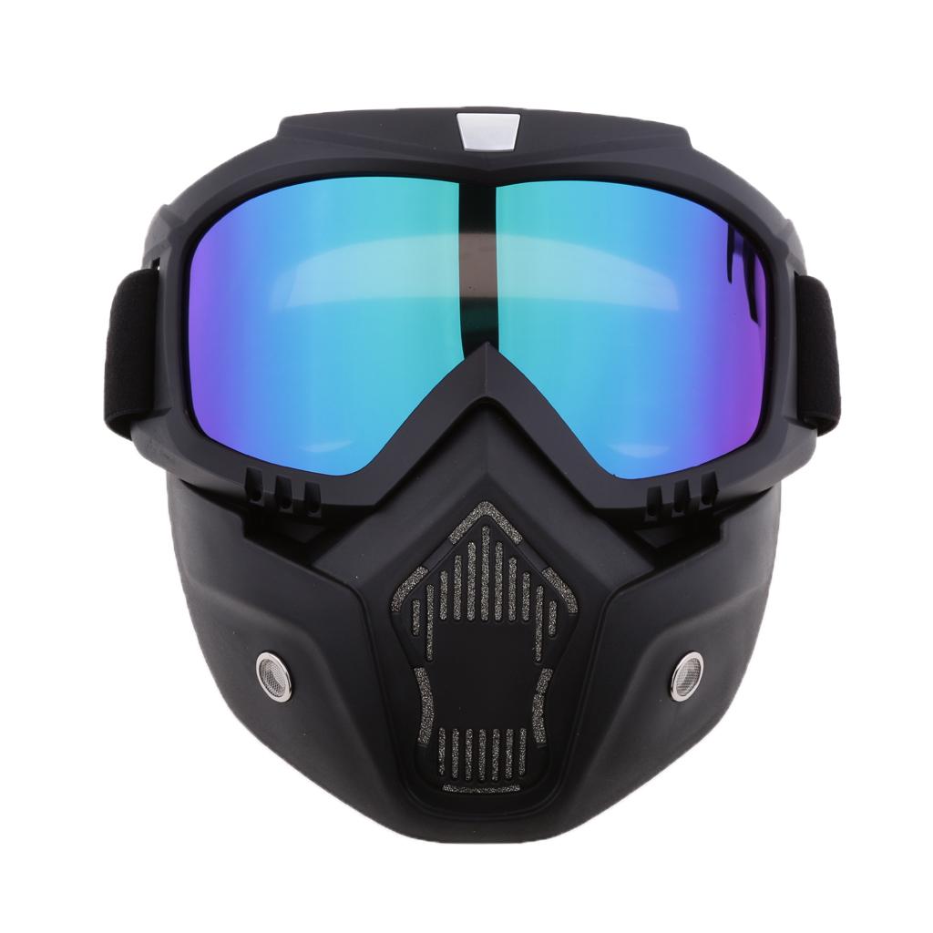 2x Motorcycle Riding Helmet Windproof Face Mask Detachable Goggles Colorful