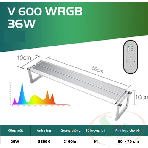 Đèn led WEEK Raptor WRGB V series V300, V450, V600, V800, V900, V1200 dimmer điều chỉnh hẹn giờ bể cá tép thủy sinh