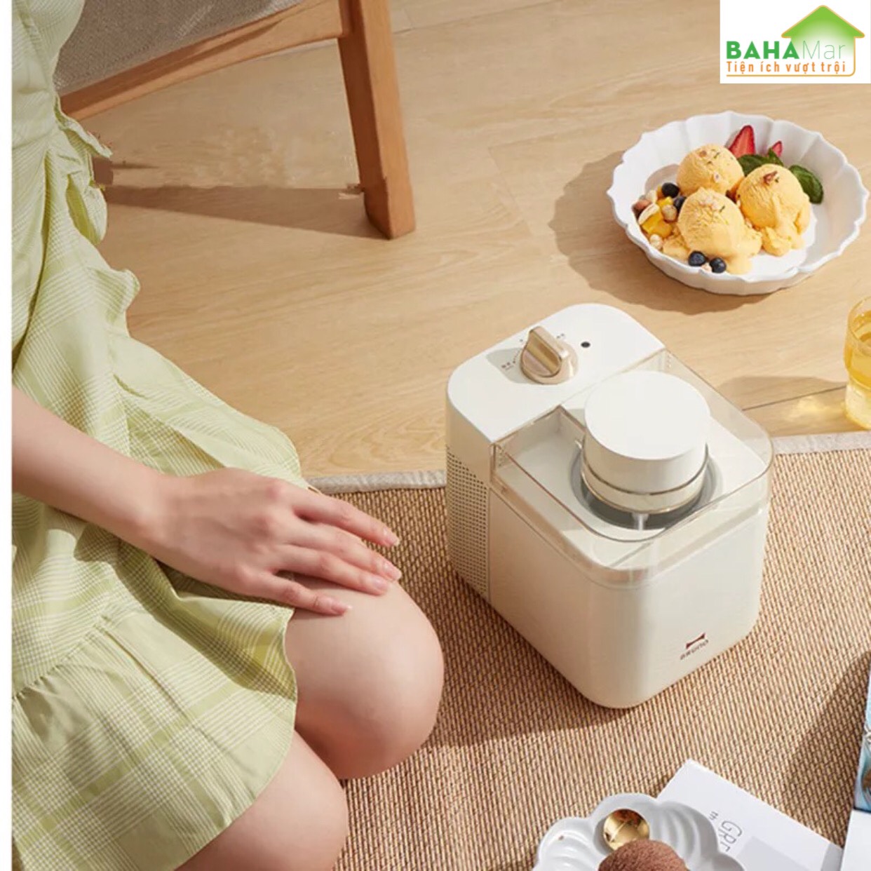 MÁY LÀM KEM THÔNG MINH TỰ ĐỘNG, LÀM ĐÁ, SỮA CHUA HOA QUẢ, MÓN TRÁNG MIỆNG BRUNO "BAHAMAR" Một nút ấn