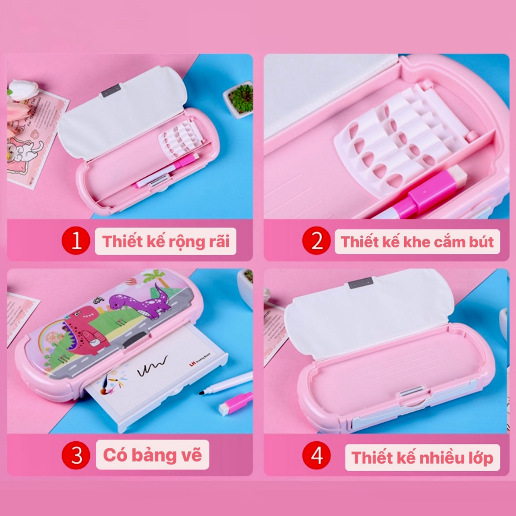 Hộp đựng bút học sinh đa năng 2 ngăn hộp nhựa ABS đựng bút chống thấm nước siêu nhẹ dễ thương dành cho học sinh LPY227