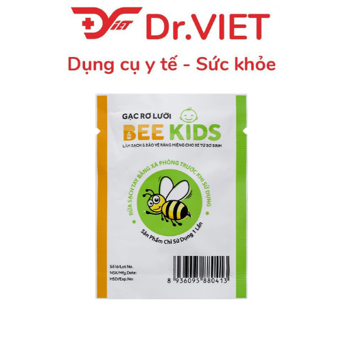 Gạc Rơ Lưỡi Bee Kids 20/36 Gói Chính Hãng – Gạc Tiệt Trùng Dùng Một Lần, Dịu Nhẹ Cho Trẻ Sơ Sinh &amp; Trẻ Nhỏ, Không Xơ, An Toàn Hằng Ngày, Hạn Dùng 36 Tháng