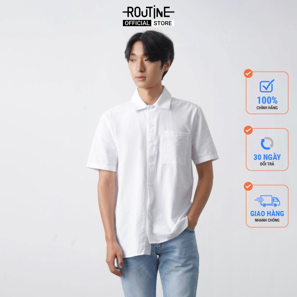 Áo sơ mi tay ngắn, túi ngực trước. - Routine 10S21SHS014