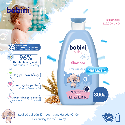 Hình ảnh Combo 2 chai tắm và gội cho trẻ sơ sinh 1 ngày tuổi Bobini Baby 300ml/chai