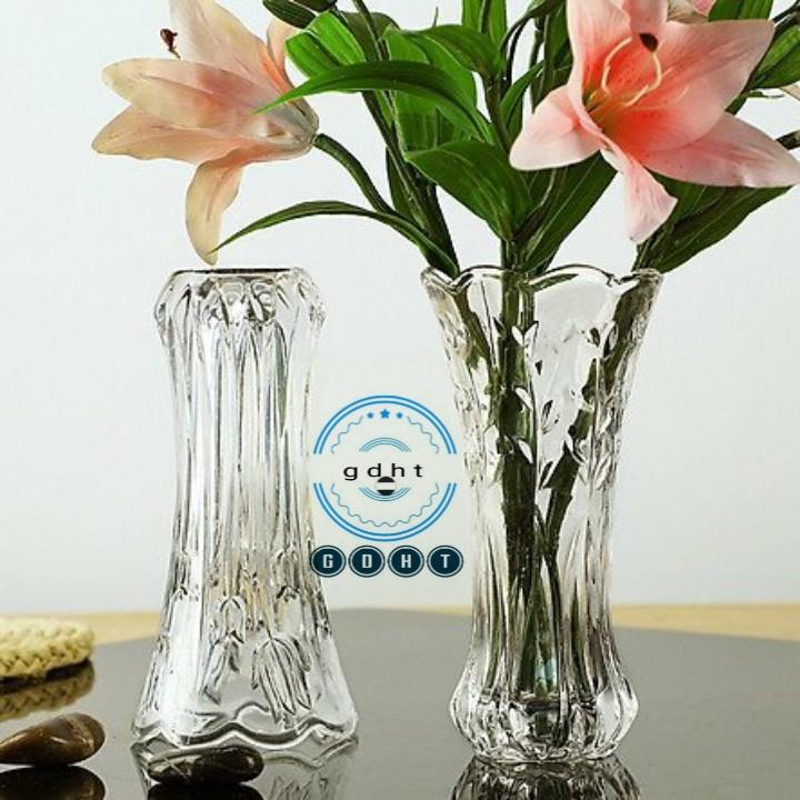 Lọ thủy tinh 30cm trắng_ Họa tiết ngẫu nhiên