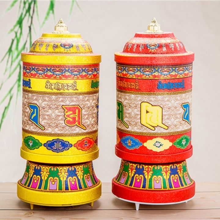 Kinh luân quay tự động bằng điện - Bánh xe cầu nguyện có 41 bài hát có sẵn cao 30cm