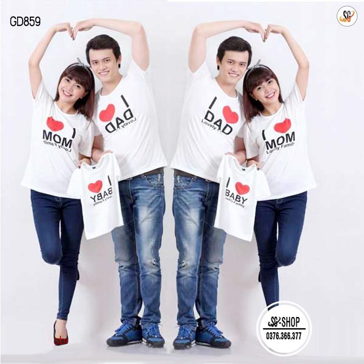 Đồng phục gia đình - ÁO THUN COTTON - màu trắng (GD859T)