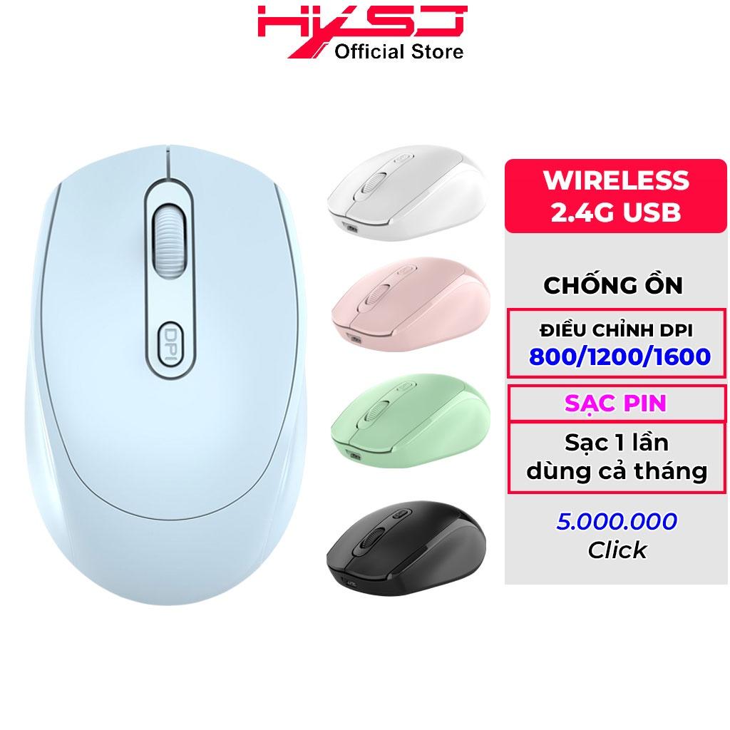 Chuột không dây HXSJ M100 wireless 2.4Ghz sạc pin, chống ồn siêu nhạy dùng cho máy tính, laptop, tivi - Hàng Chính Hãng