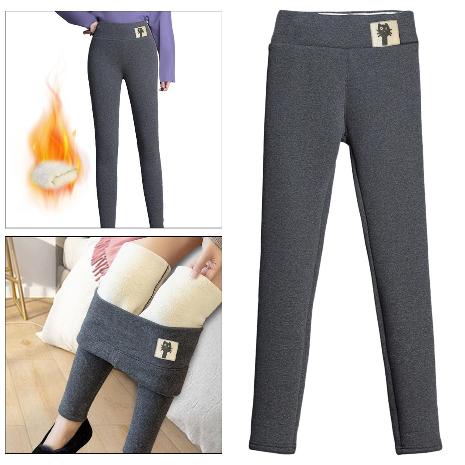 Women Winter Leggings Fleece Lined High Waisted Stretch Solid Warm Pants