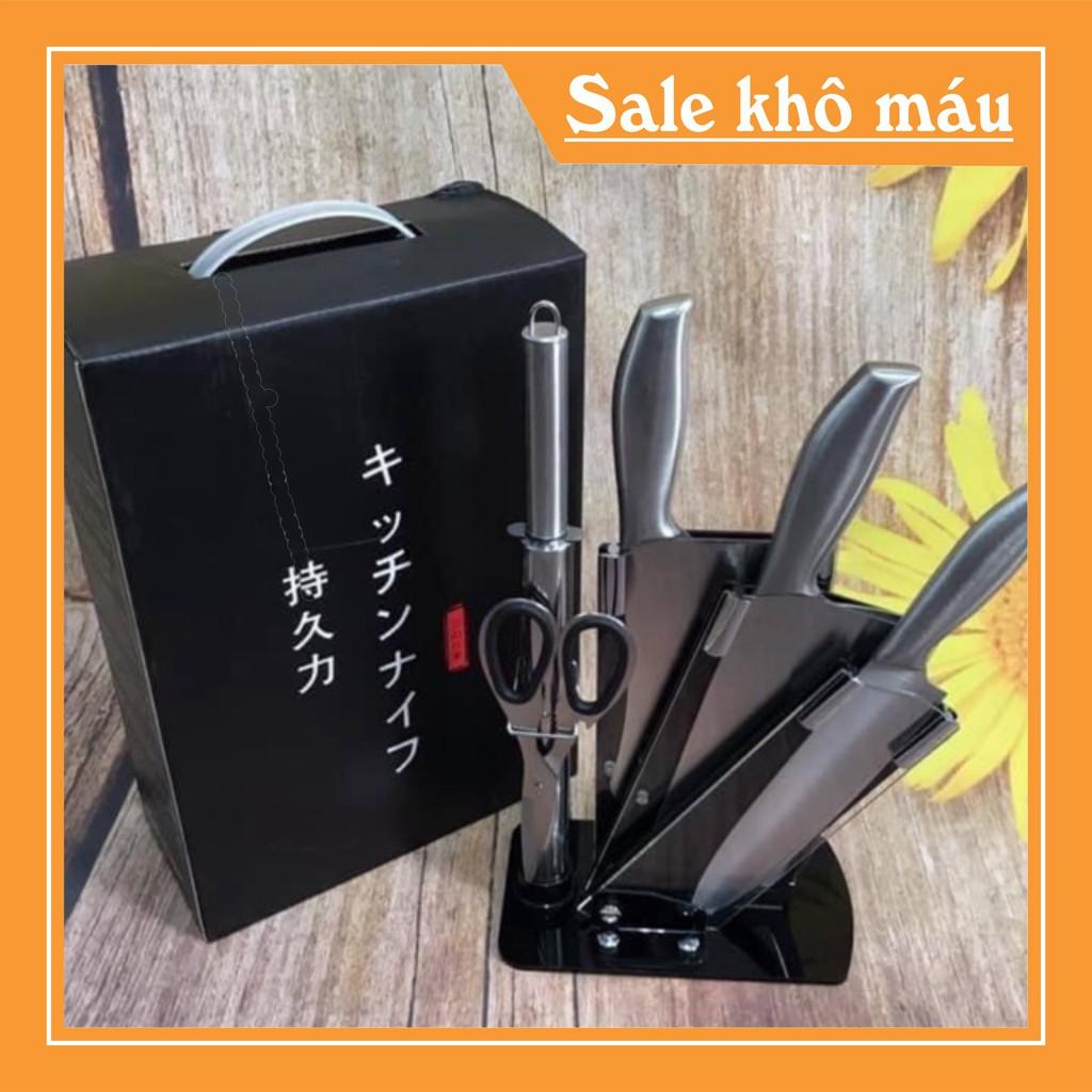 BỘ DAO NHẬT INOX 6 MÓN NHÀ BẾP CAO CẤP KÈM KHAY ĐỰNG