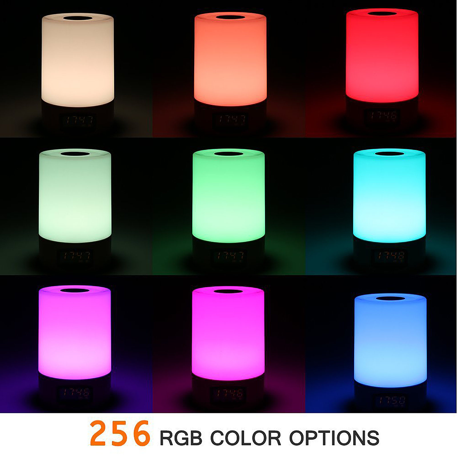 Đèn Ngủ Kết Hợp Đồng Hồ Cảm Ứng RGb LED Để Bàn Ánh Sáng Trắng Có Thể Điều Chỉnh Độ Sáng