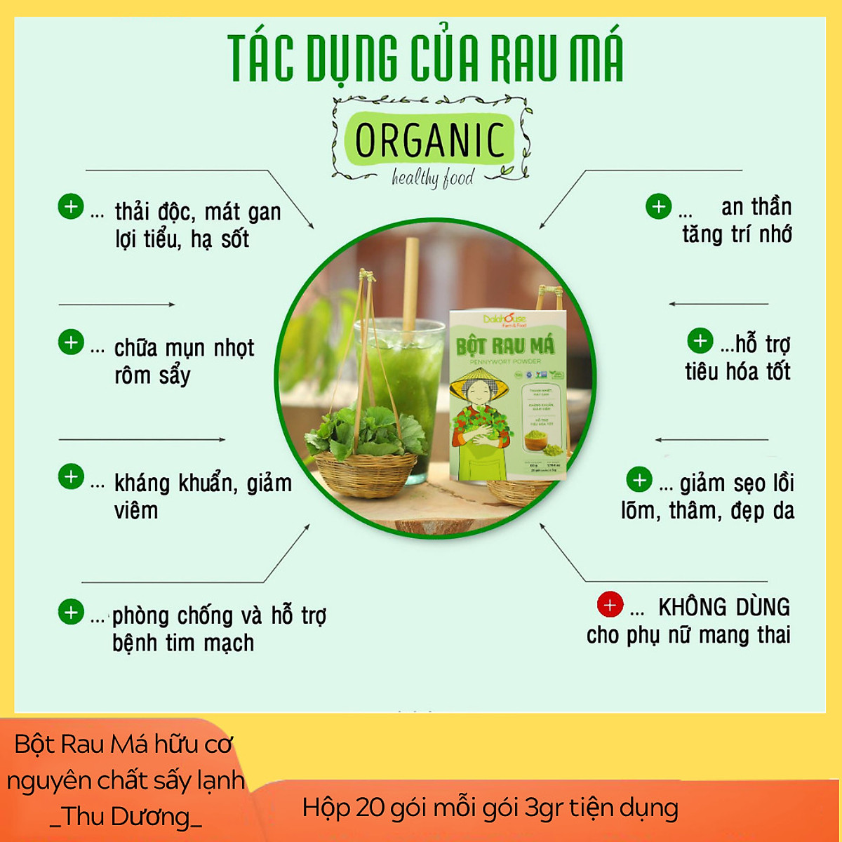 Bột Rau Má Dalahouse - – 1 Gói Tiện Lợi Cho 1 Lần Uống – Giúp Giảm Huyết Áp, Giải Độc Mát Gan Hiệu Quả