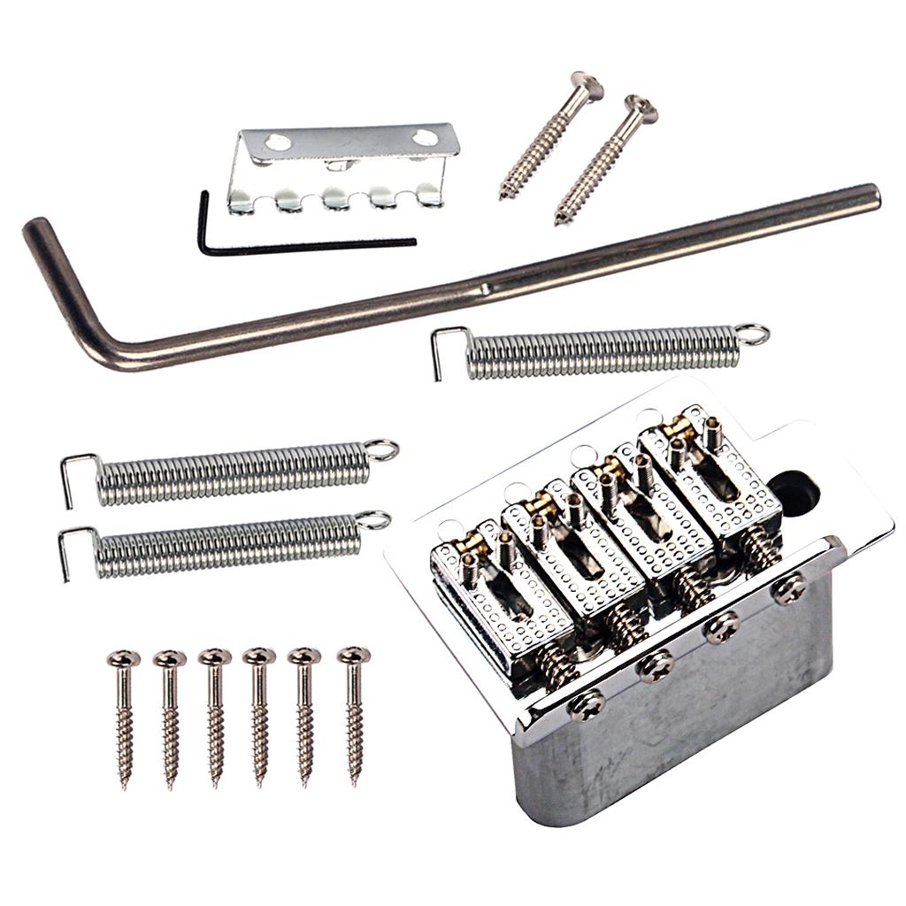 1 Set Metal Roller Saddle Bridge Tailpiece Silver for Cigar Box Guitar, 4 String Electric Guitar