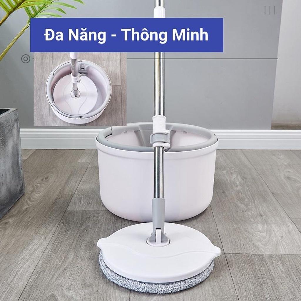 Bộ Lau Nhà Thông Minh CAO CẤP Thùng Vắt Xoay Tròn 360 Độ