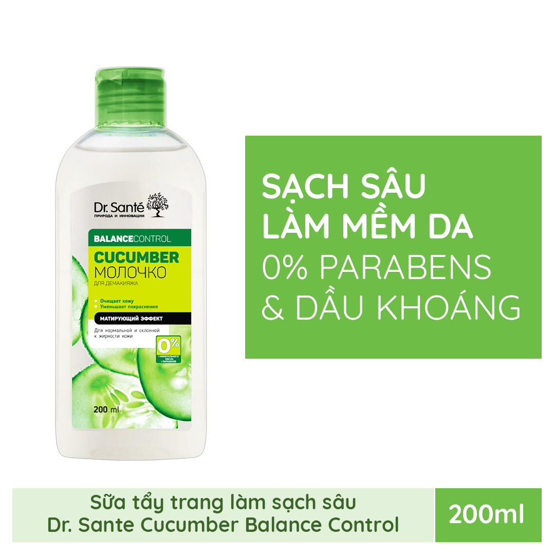 Sữa tẩy trang làm sạch sâu Dr. Santé Cucumber Balance Control 200ml