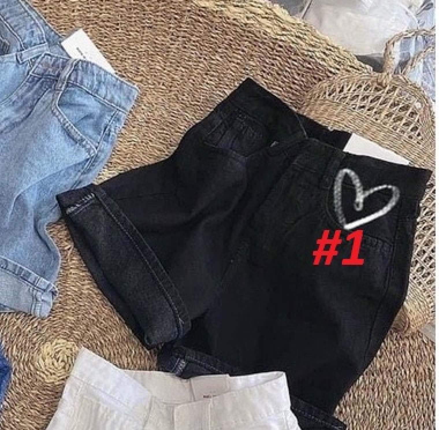 Quần ngố jeans trắng lưng cao Bigsize vải VNXK QJ4255